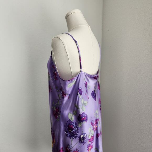 Vintage Gilligan O'Malley Purple Floral Lingerie Slip Dress XL - Picture 3 of 10